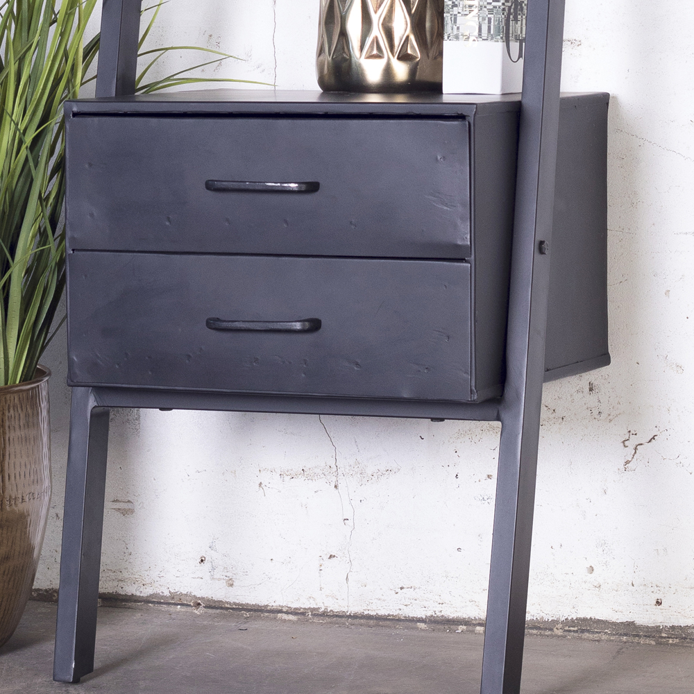 Industrie Nachtschrank mit Regal Metall schwarz