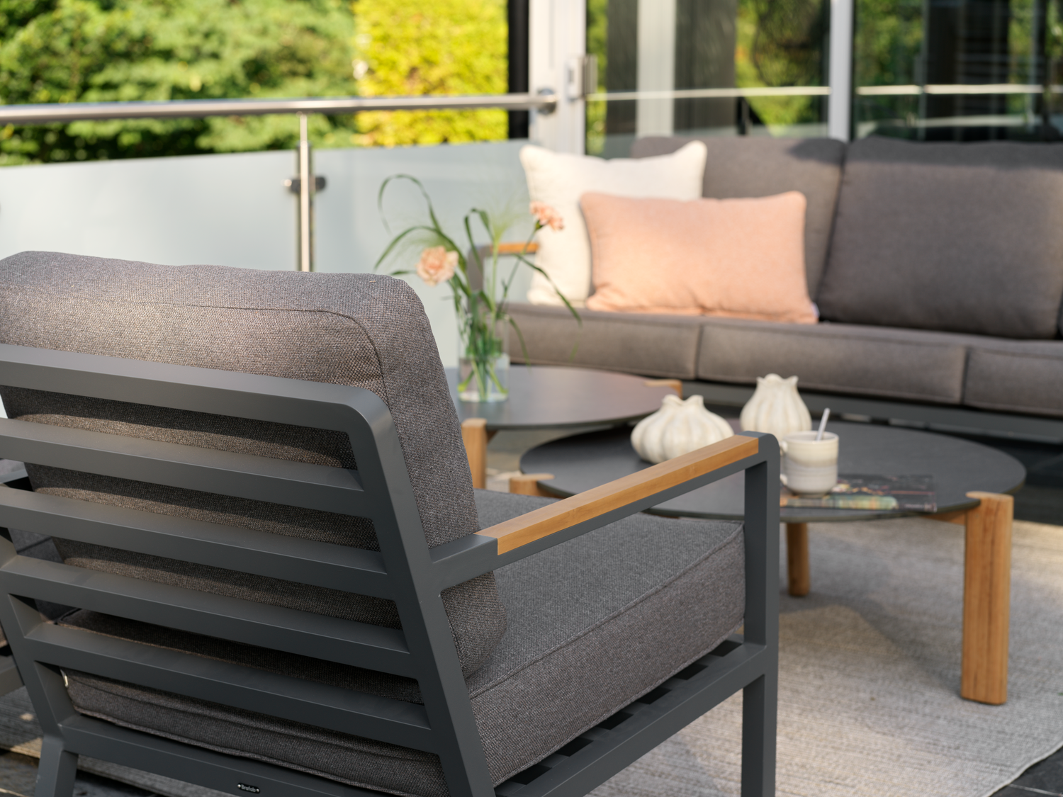 Garten Lounge Set Nova 3 Siter Sofa und 2 Sessel Aluminium anthrazit