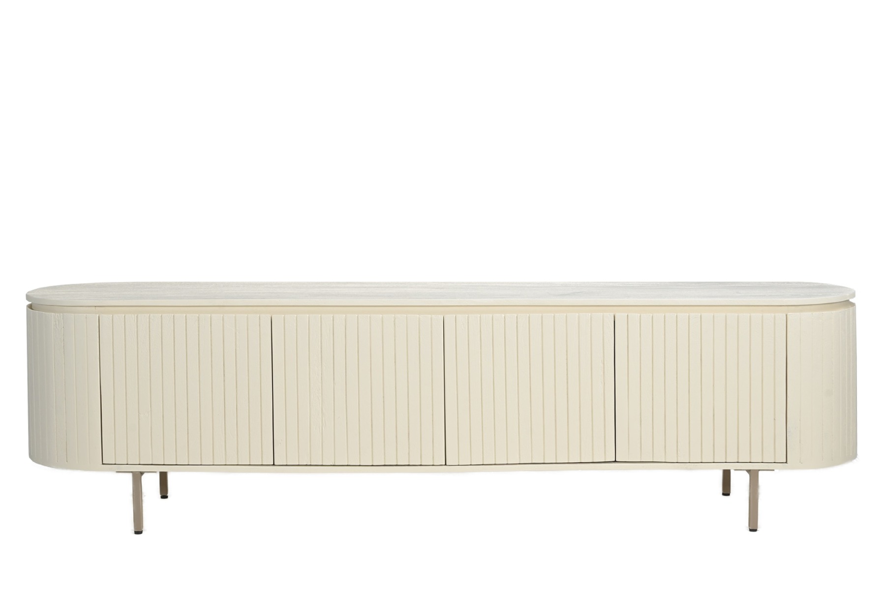 TV Möbel Lowboard Patou 210 cm Mangoholz cremeweiß Sideboard