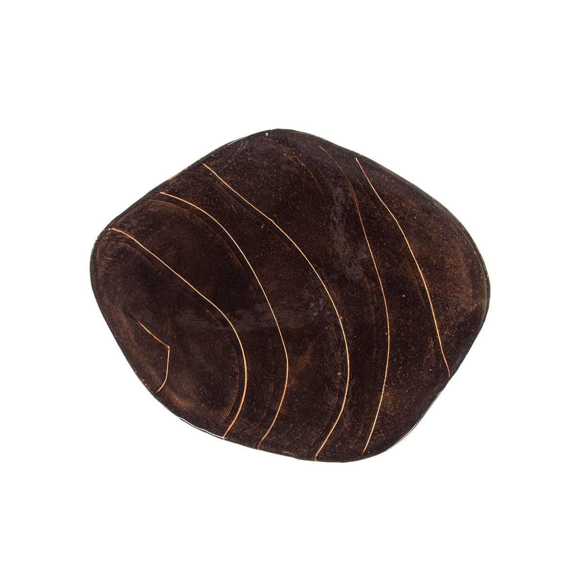 Beistelltisch Ellipse S Metall Glas Kupfer antik Finish