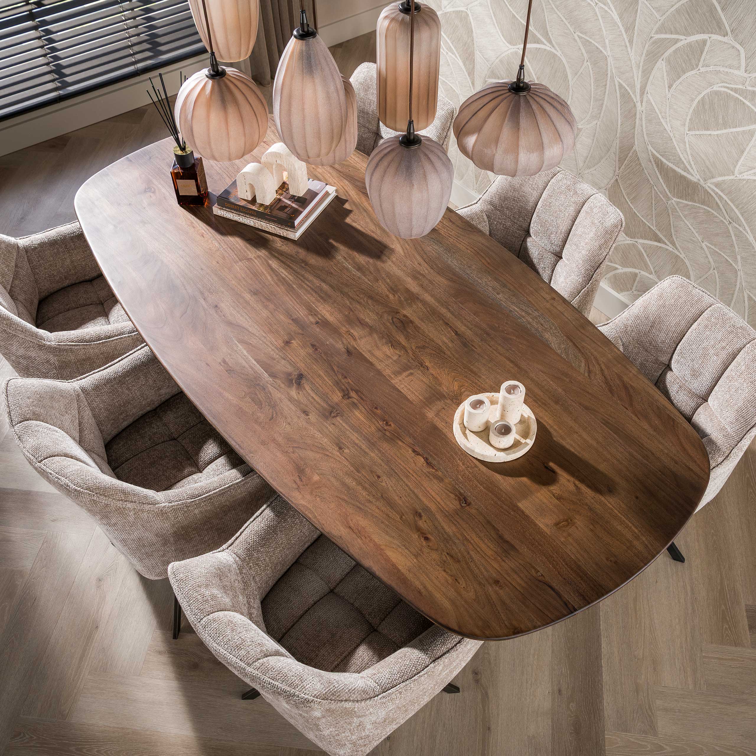 Esstisch SANO dänisch oval massiv Akazie braun 215 cm  