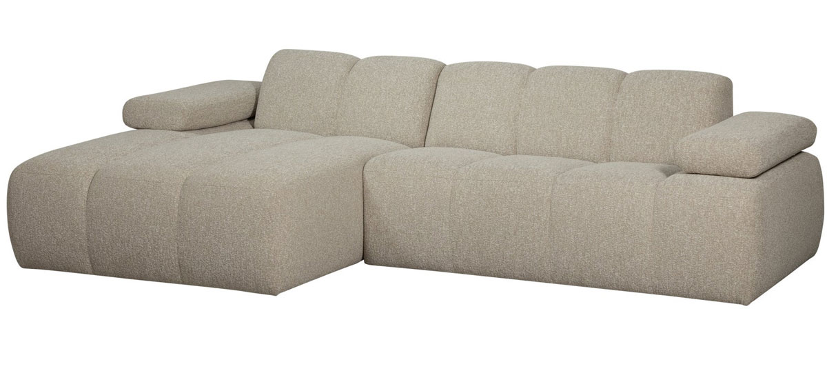 woood Chaiselongue Sofa MOJO links Bouclé beige melange