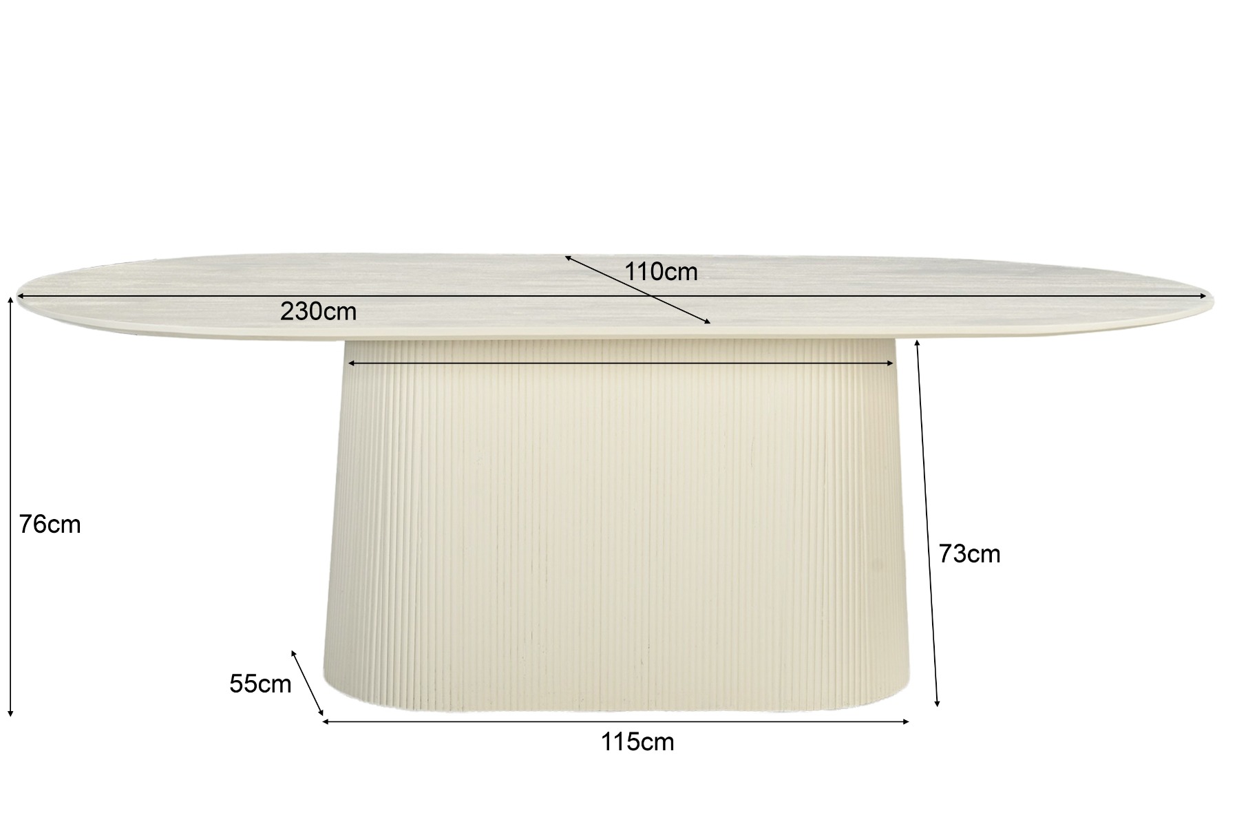 Esstisch Patrice 230 x 110 cm Mangoholz cremeweiß Esszimmertisch