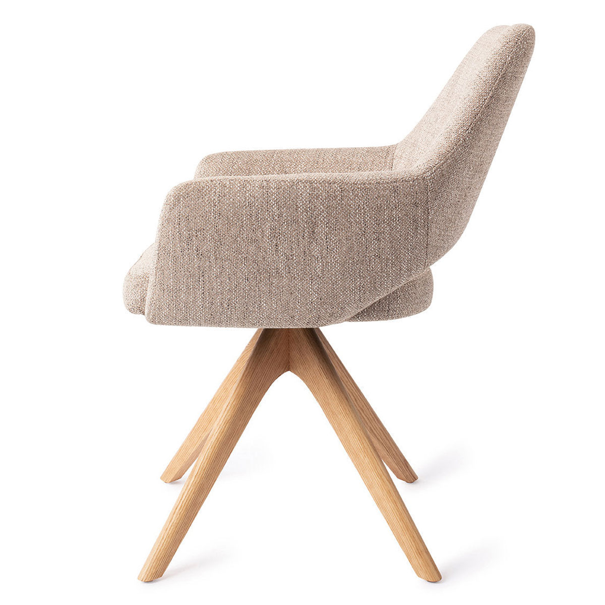 Esszimmerstuhl YANAI drehbar – Beige mit Gestell in Eiche hell