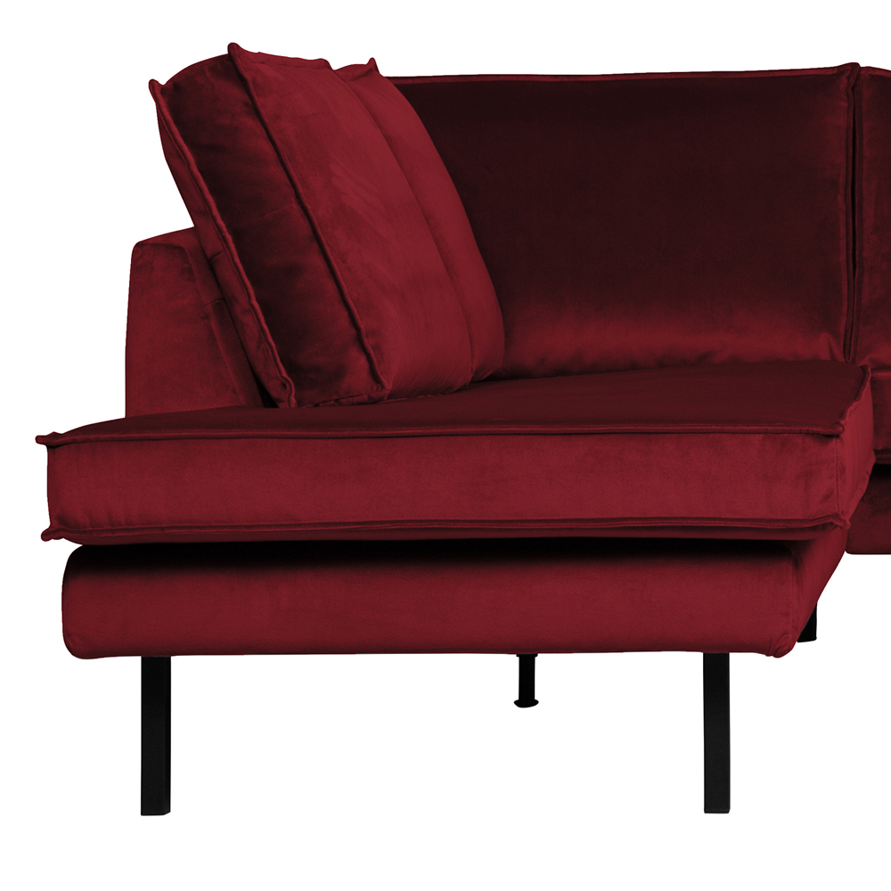 Eckgarnitur Rodeo Samt rot Couch Sofa Ecksofa Longchair links