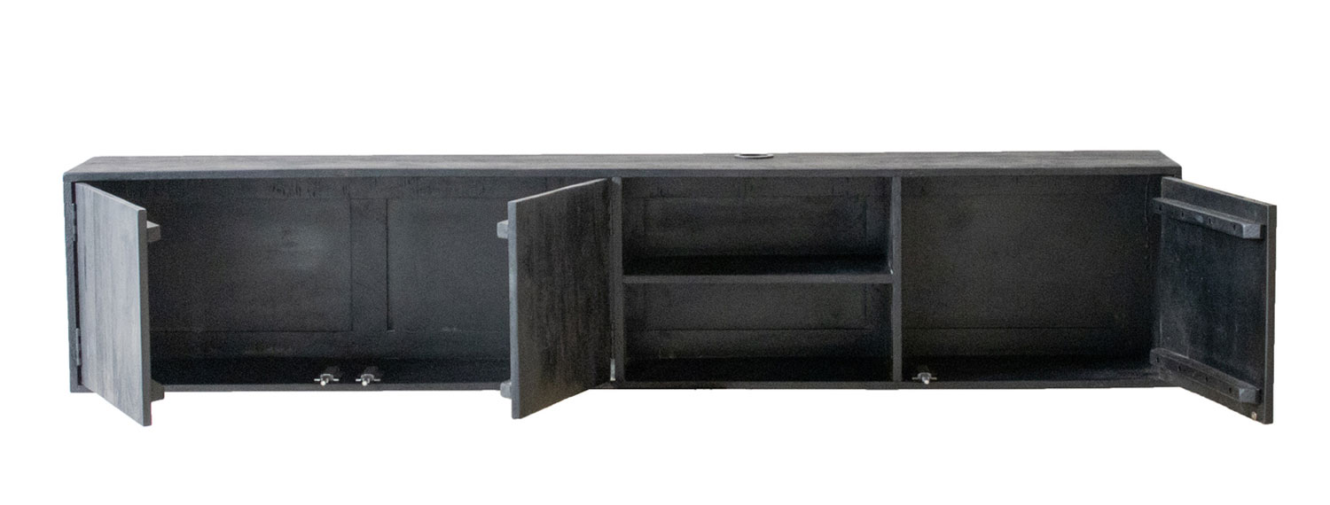 TV Board MALU 200 cm hängend Mango Holz schwarz