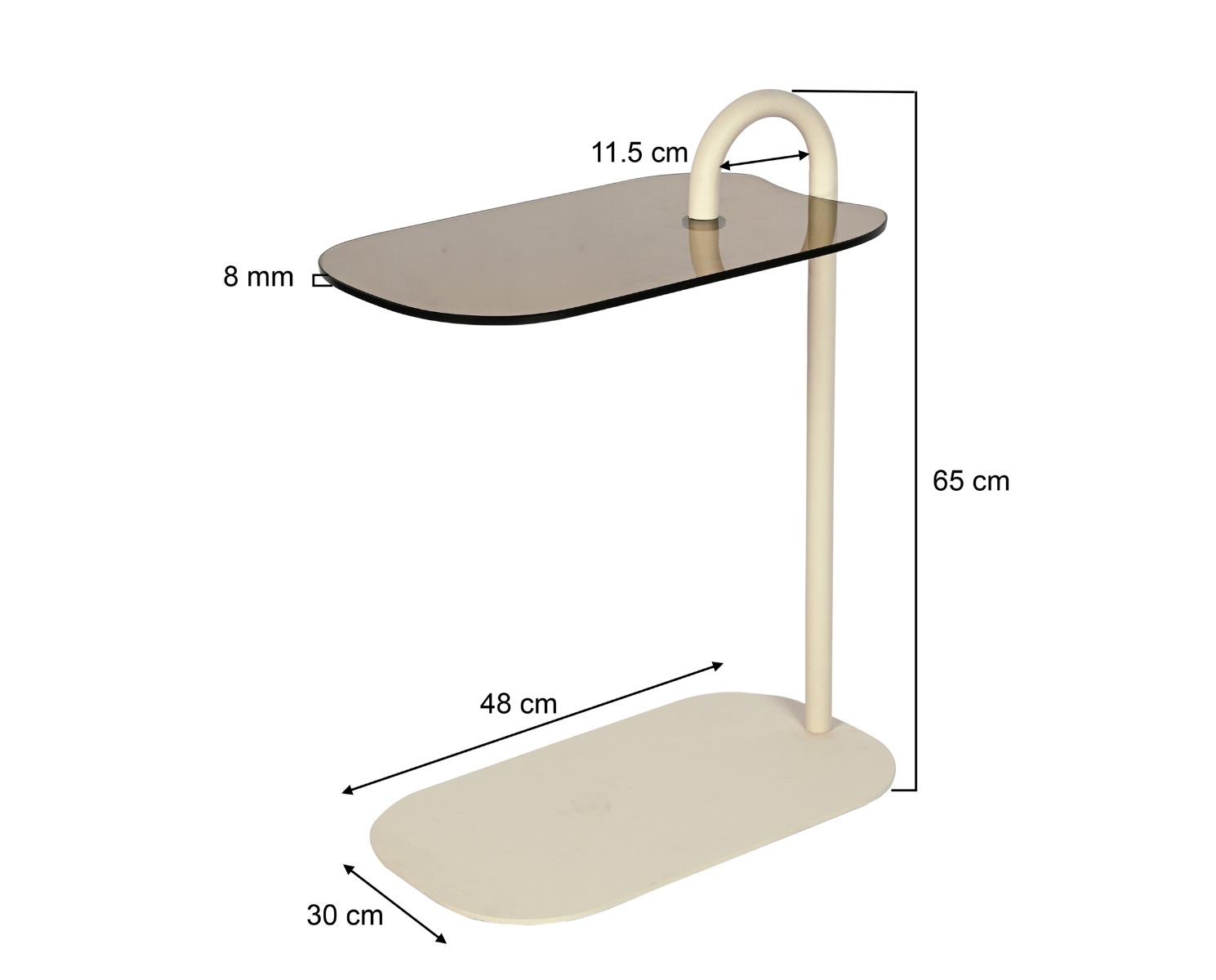 Zeitungsständer Amy H 65 cm Glas Ablagefläche Metall beige Beistelltisch