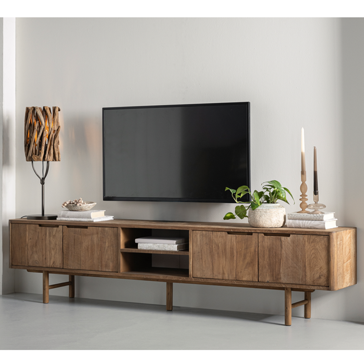 TV Möbel Bliss 210 cm recyceltes Teakholz Lowboard