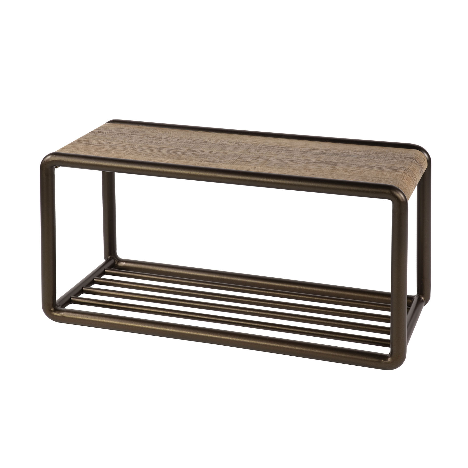 Schuhregal SANOS 80 cm mit Sitzfläche Eichenoptik Metall bronze 