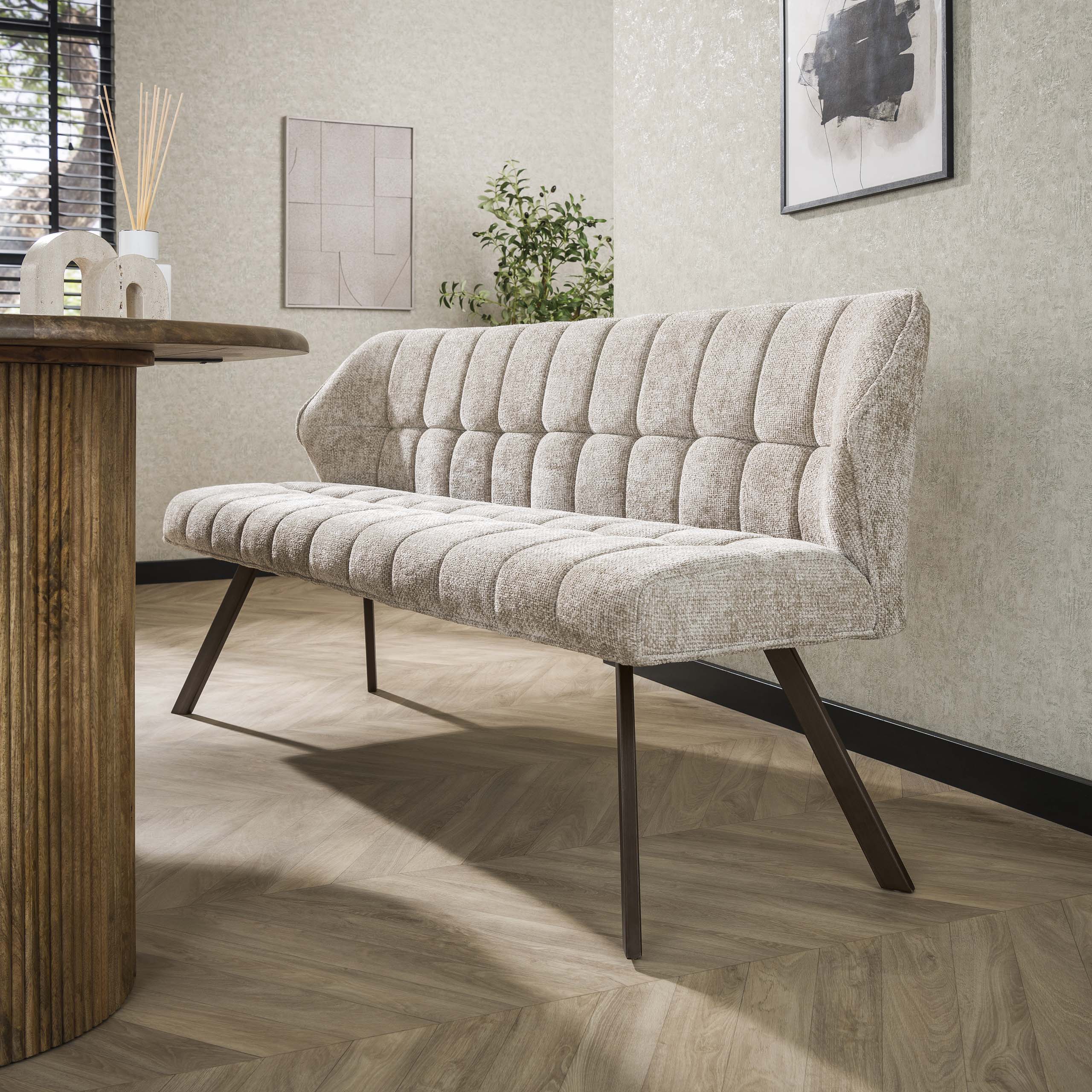 Esszimmerbank Fino weiches Chenille sand Beine braun