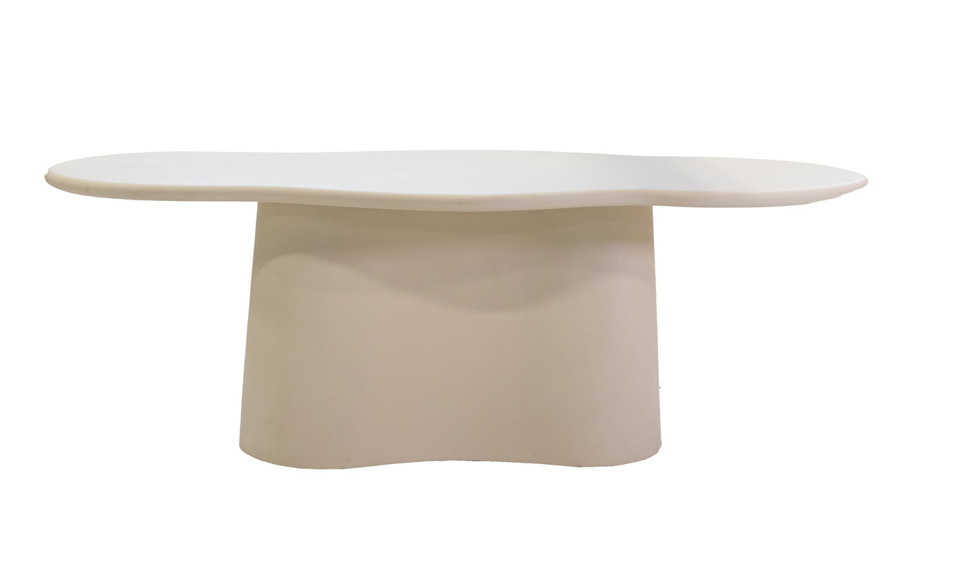 Esstisch NORA organisch oval 260 x 110 cm beige Beton Ciré