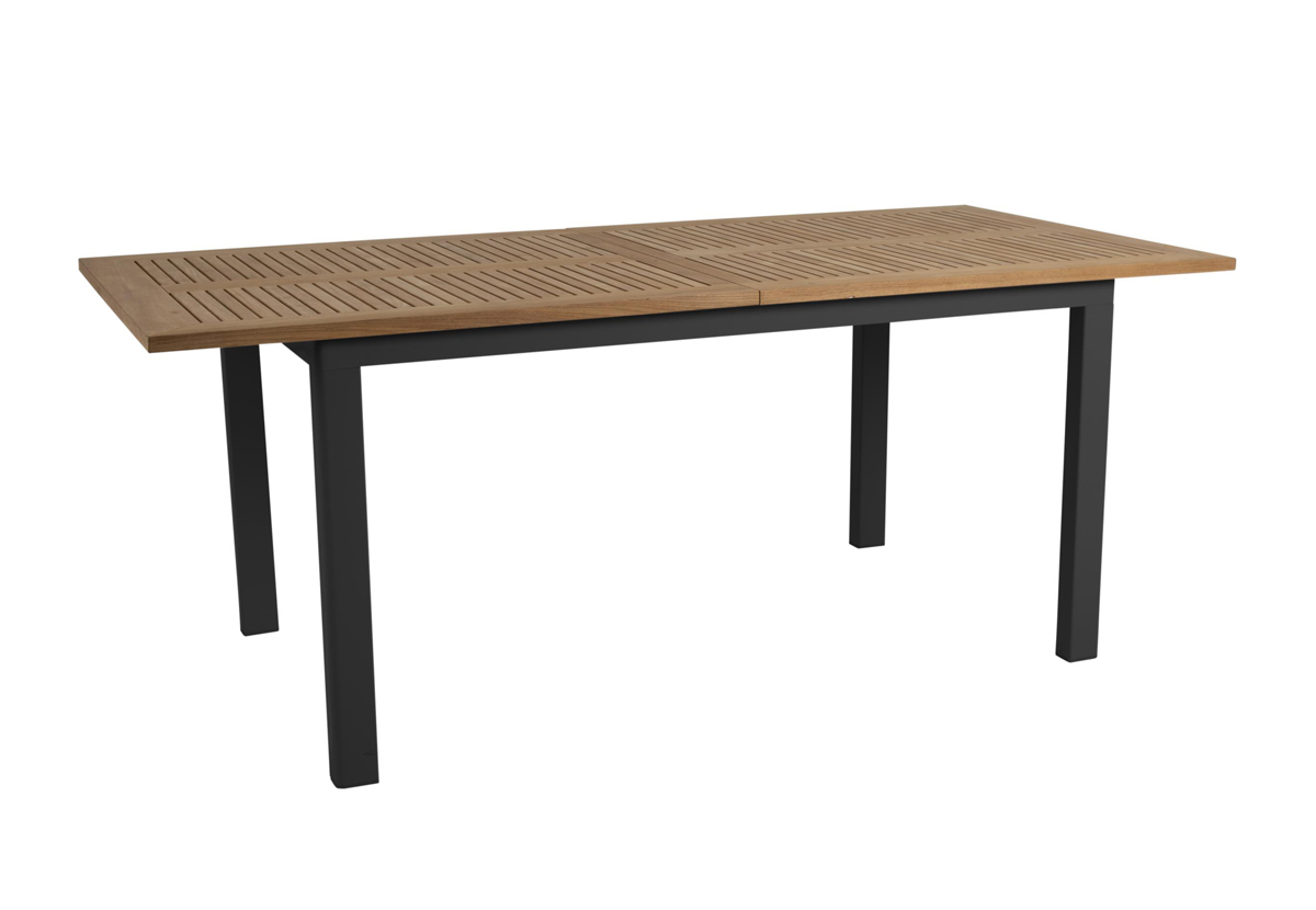 Teak Gartentisch ausziehbar LYON 195 / 250 cm schwarz