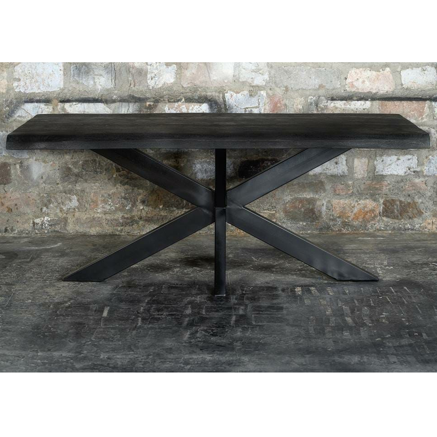 Esstisch Spider 240 x 100 cm Mangoholz schwarz Baumkante