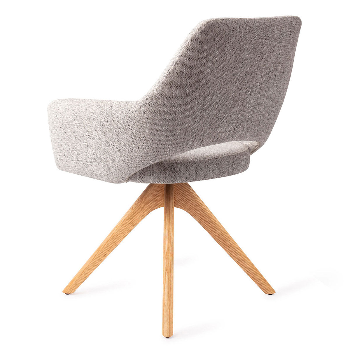 Esszimmerstuhl YANAI drehbar – Hellgrau mit Gestell in Eiche hell