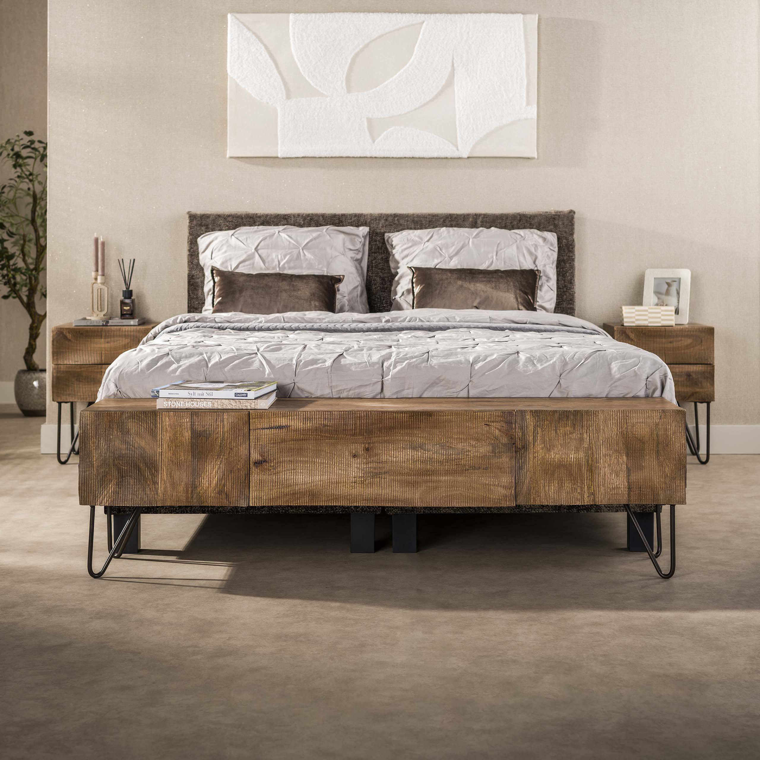 Nachttisch 2 Schubladen ATLANTIK H 56 cm Mango Massivholz sandfarben