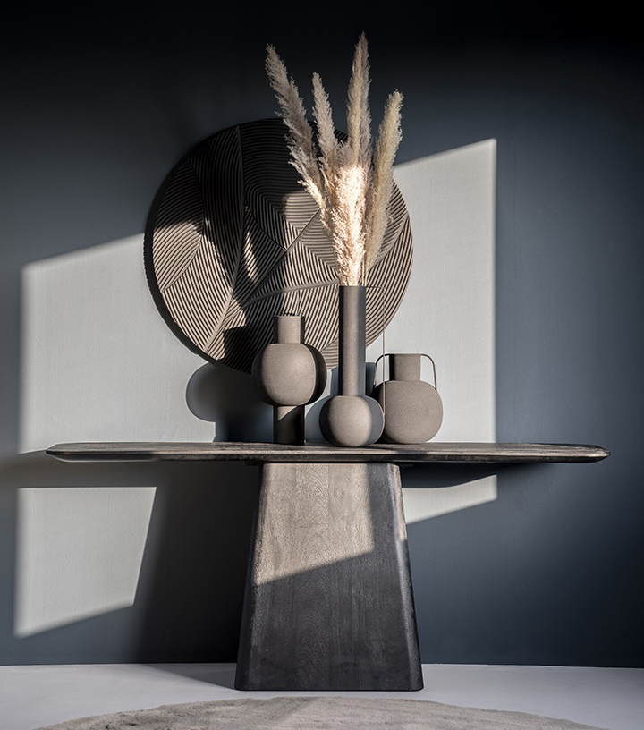 Konsolentisch Aron 180 x 40 cm Mango Holz schwarz