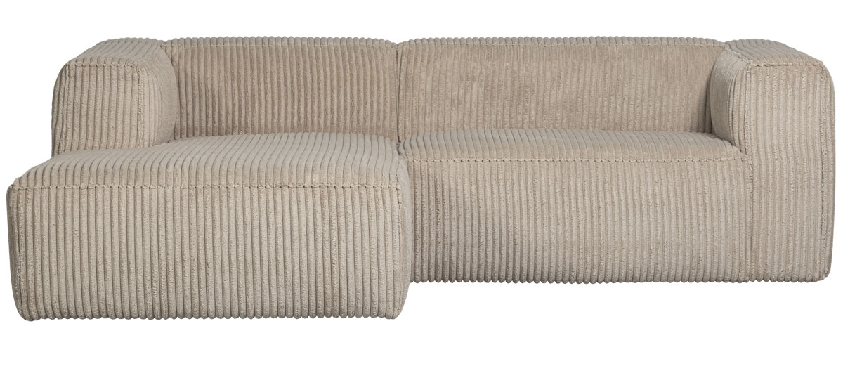 Ecksofa BEAN Ribcord Travertin Longchair links