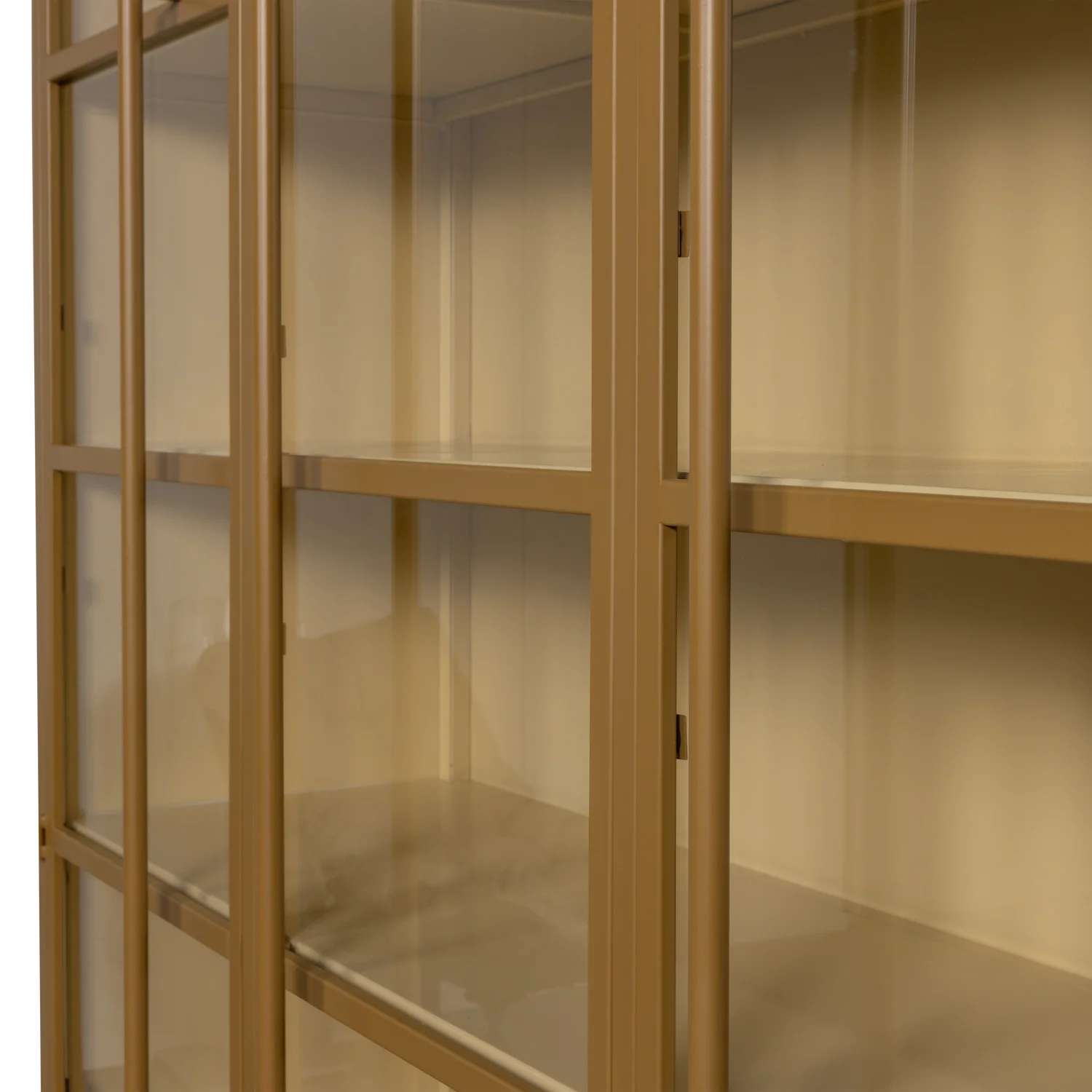 Vitrine Schrank EXHIBIT XL 3-türig Metall matt honiggelb