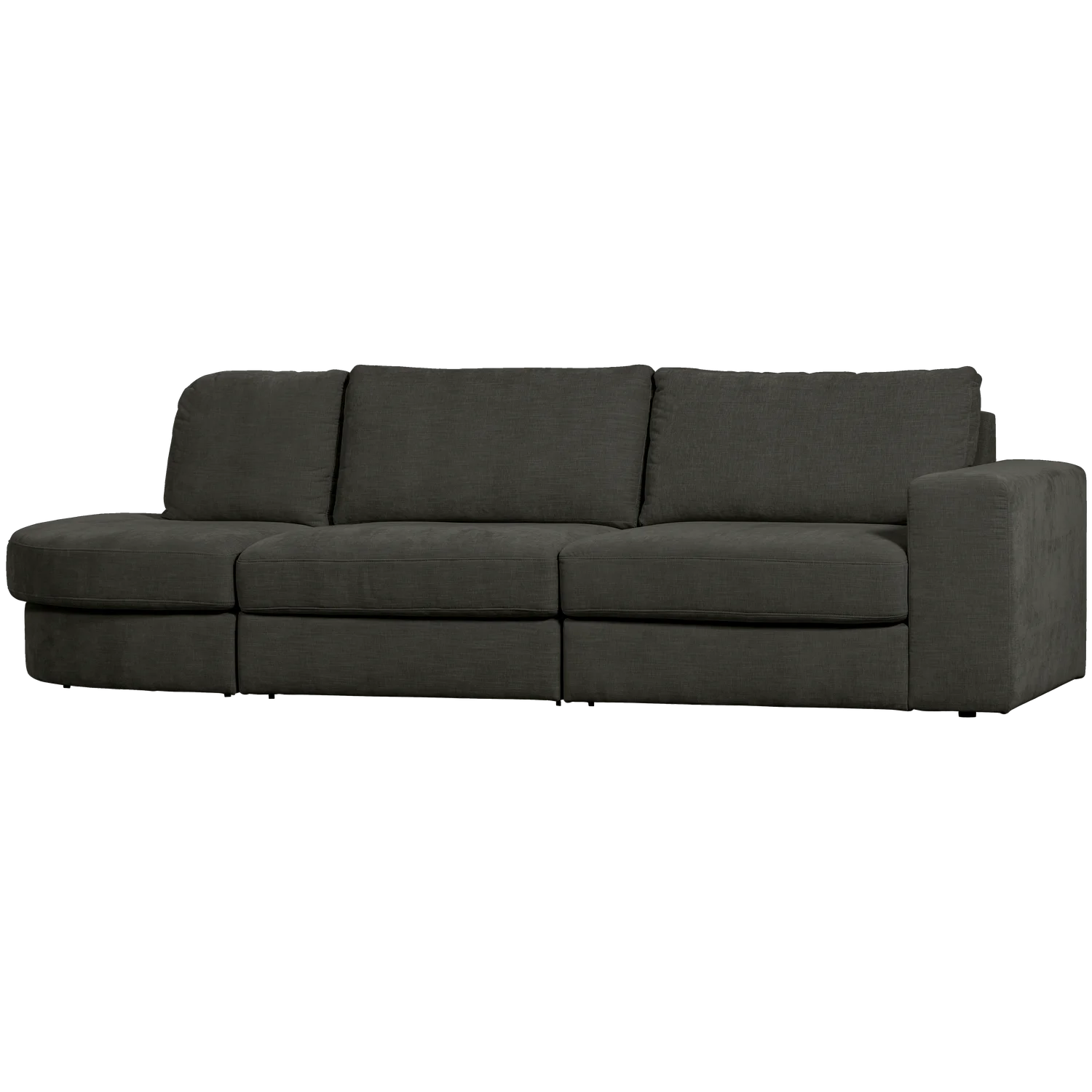 2,5 Sitzer Sofa FAMILY Webstoff anthrazit mit Rundung links
