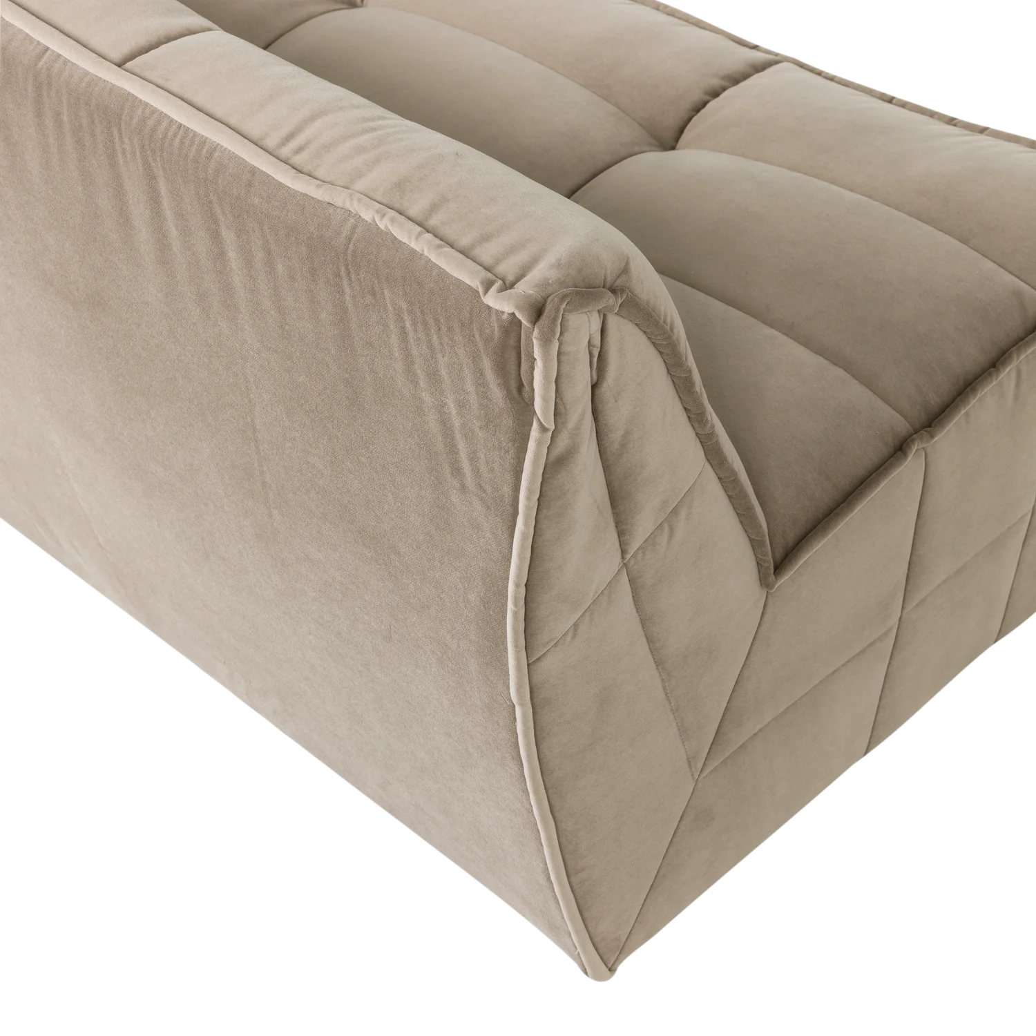 3 Sitzer Sofa CLUSTER Samt zartbeige Couch Garnitur Loungesofa Couchgarnitur
