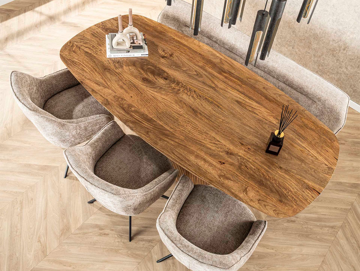 Esstisch Rave oval 215 x 105 cm Mangoholz sandfarben