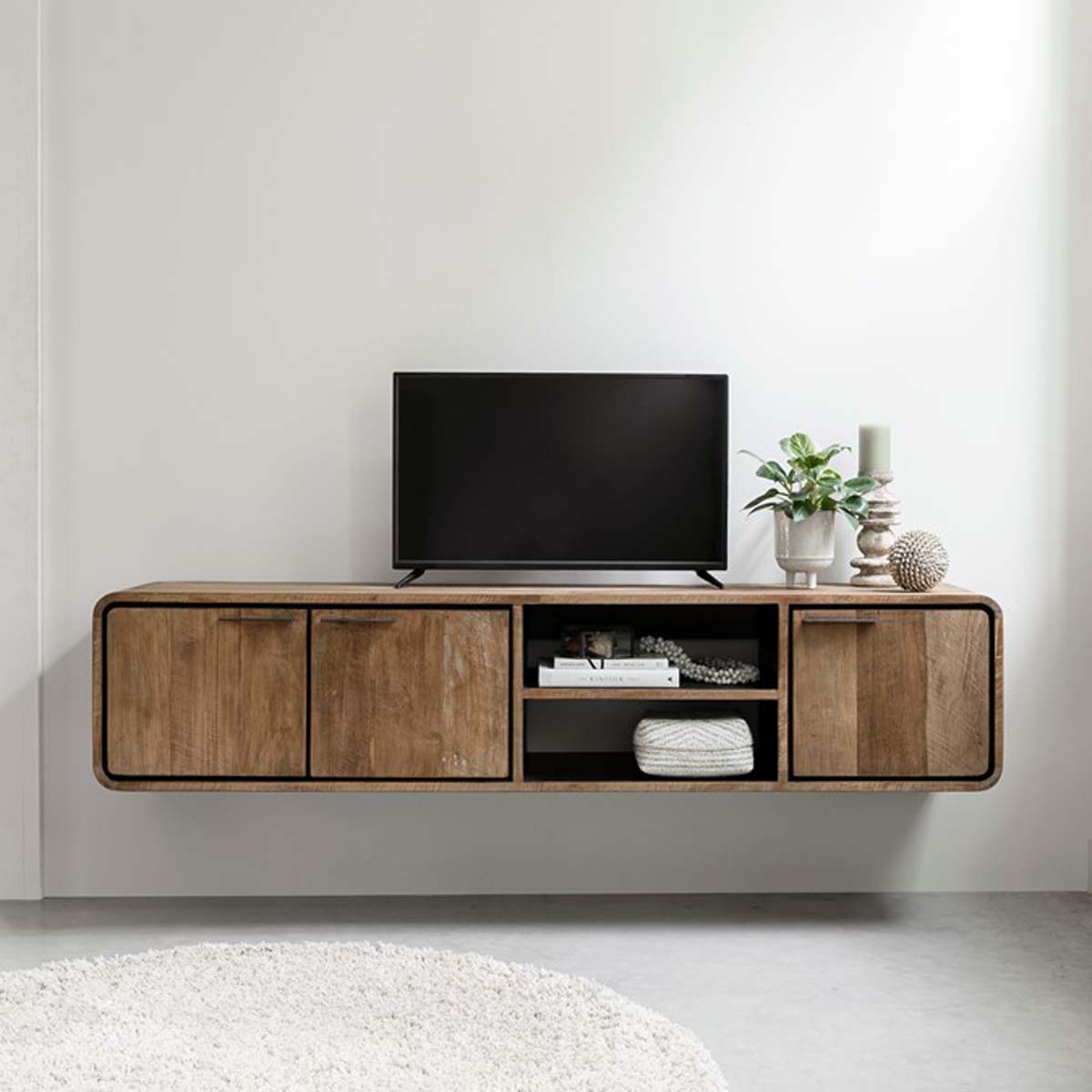 TV Möbel Evo 185 cm hängend recyceltes Teakholz Lowboard