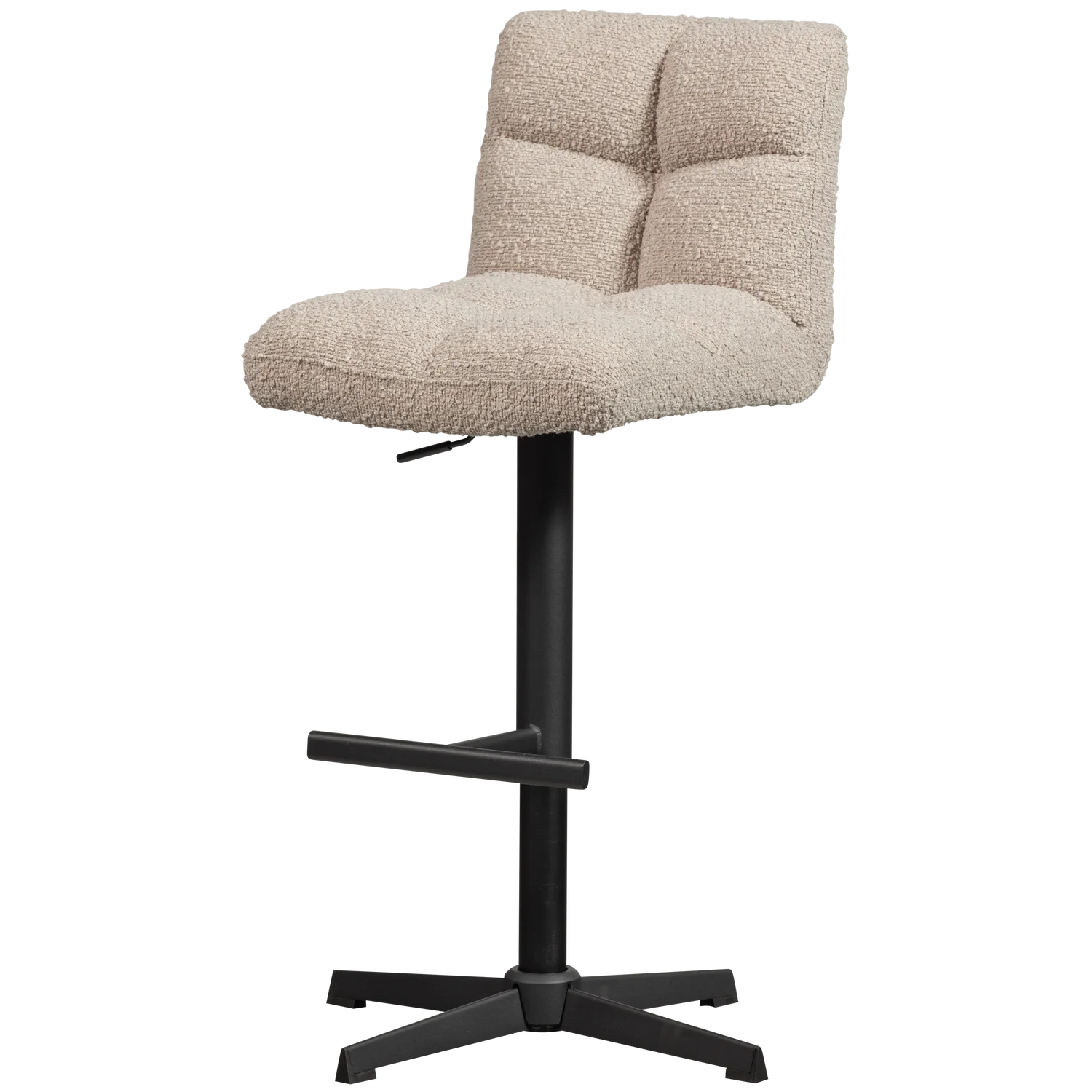 2er Set Barhocker VINNY SH 60 -80 cm höhenverstellbar Metall Bezug Bouclé sandfarben Barstuhl