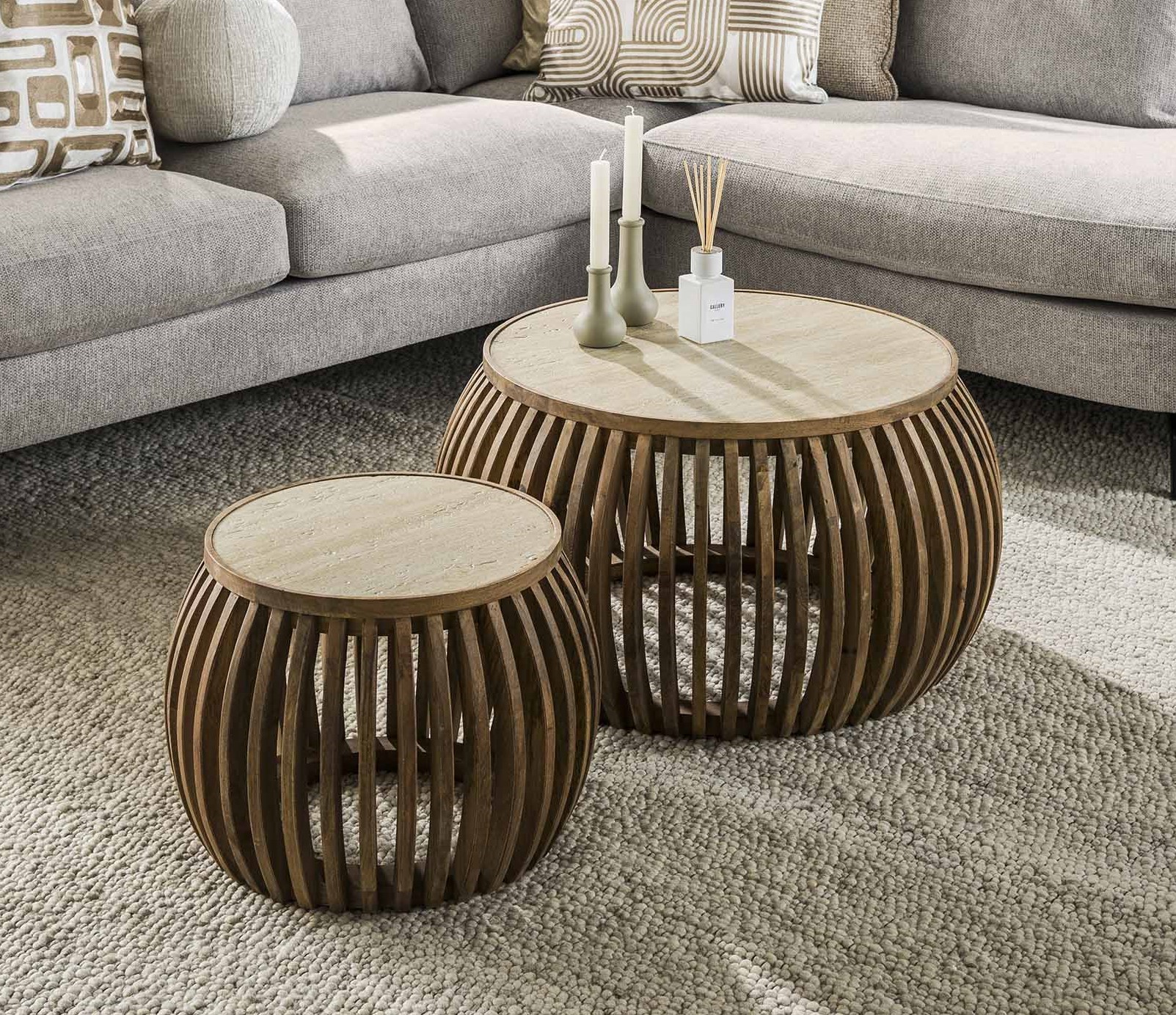 Couchtisch rund 2´er Set LORENZO Travertin