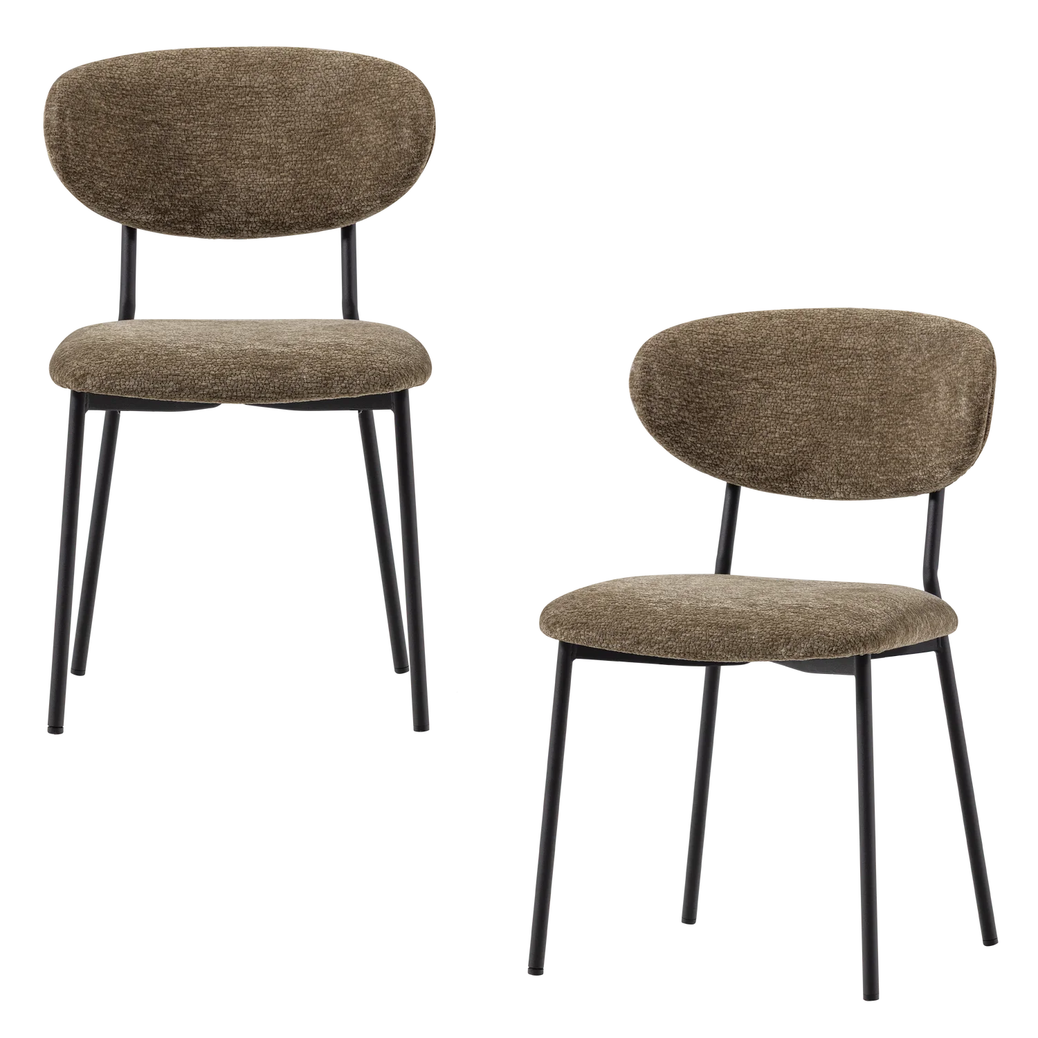 2er Set Esszimmerstuhl KJELD Struktur Chenille grün