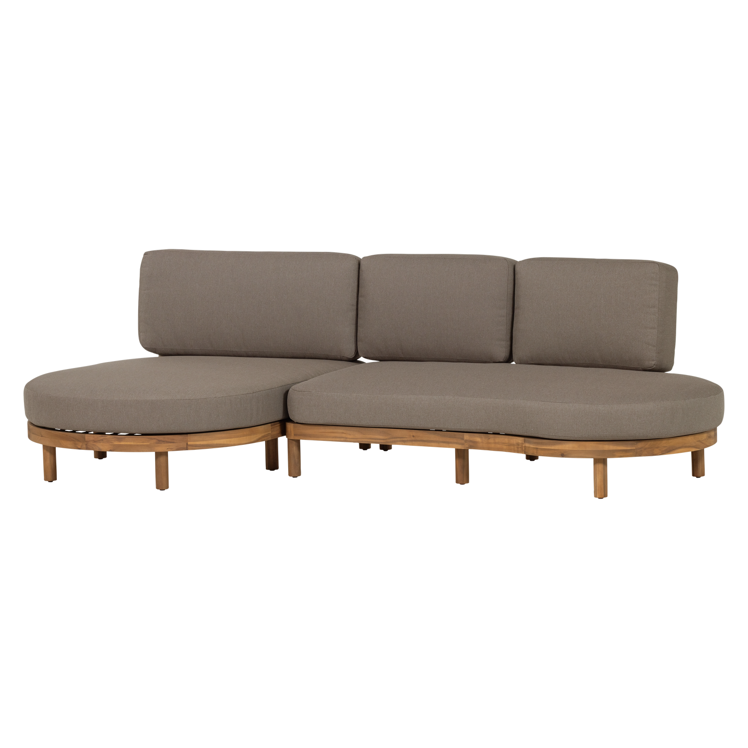 Garten Lounge Ecksofa ZINTO links Akazienholz Outdoor-Bezug sand