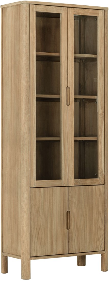 Vitrine Vitrinenschrank Forte H 210 cm Teakholz natur