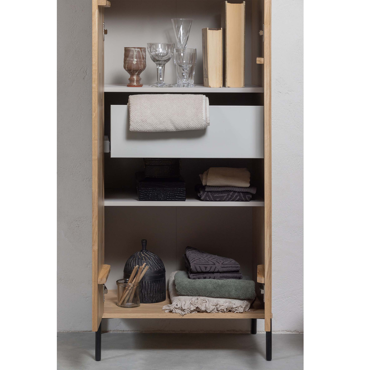Kleiderschrank Schrank New Gravure H 210 cm Eiche natur