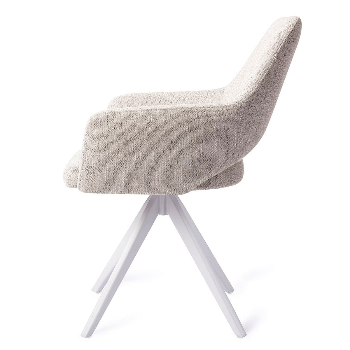 Esszimmerstuhl YANAI drehbar – Hellgrau mit weißem Gestell