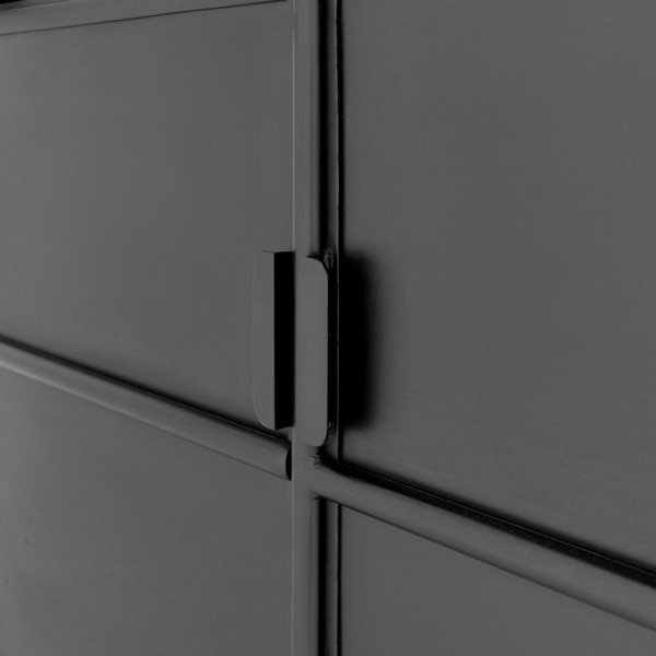 Vitrinenschrank MALOU H 210 cm Vitrine Metall vintage schwarz
