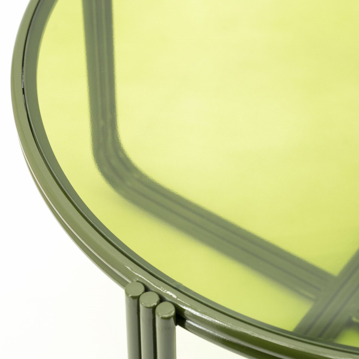 Beistelltisch Groovy Ø 63 cm Glas Metall grün Couchtisch