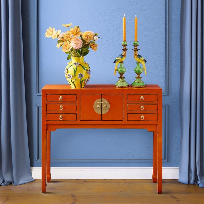Konsolentisch Majesté 100 cm Ulmen- und Kiefernholz vintage orange
