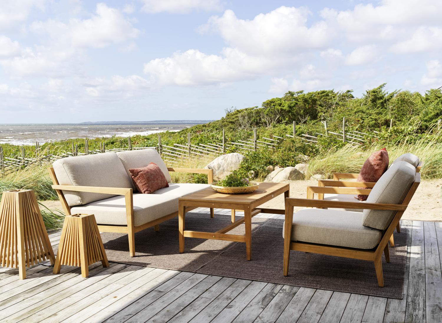2,5 Sitzer Gartenbank Lounge Bank Populär Teakholz mit Kissen