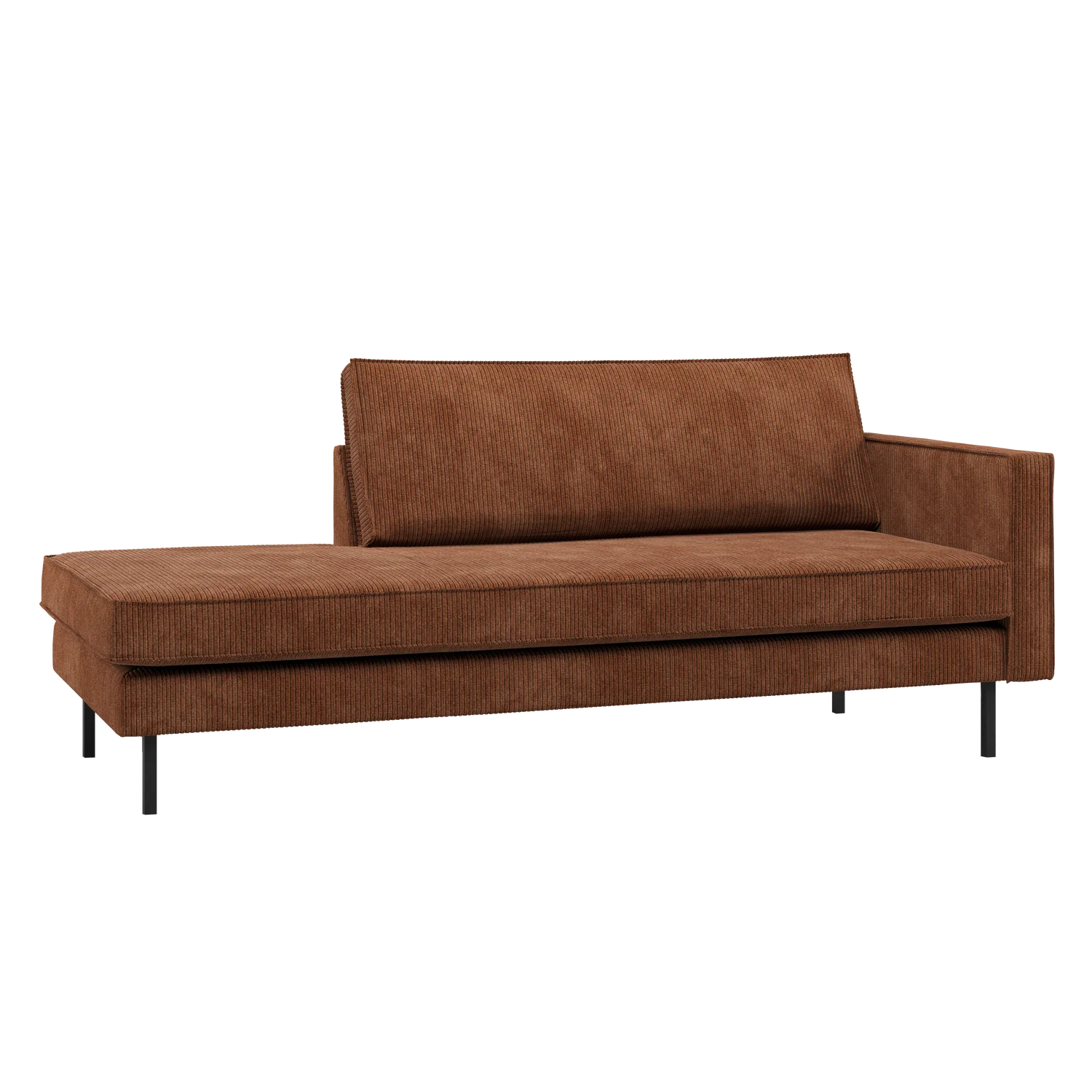 Sofa Chaiselongue RODEO Ripstoff rostbraun Recamiere rechts Tagesbett