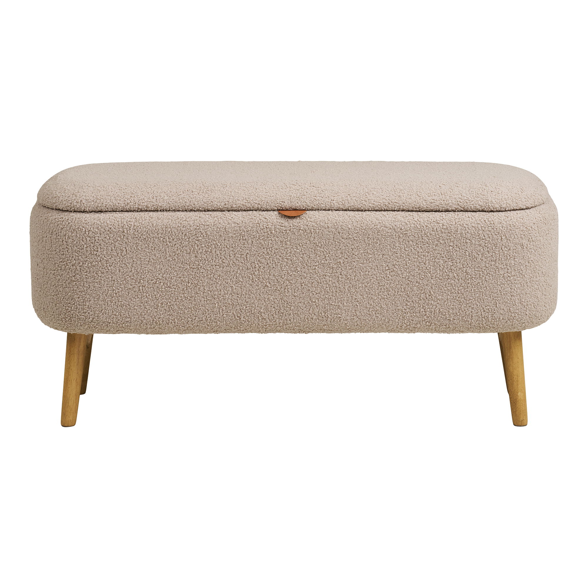 Sitzbank HERNING 95 cm aufklappbar Sitzbezug Bouclé beige Bank