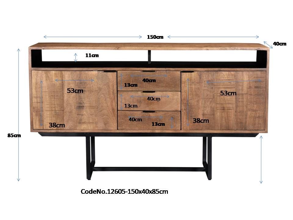 Kommode Sideboard Valdez 150 cm Mango Holz