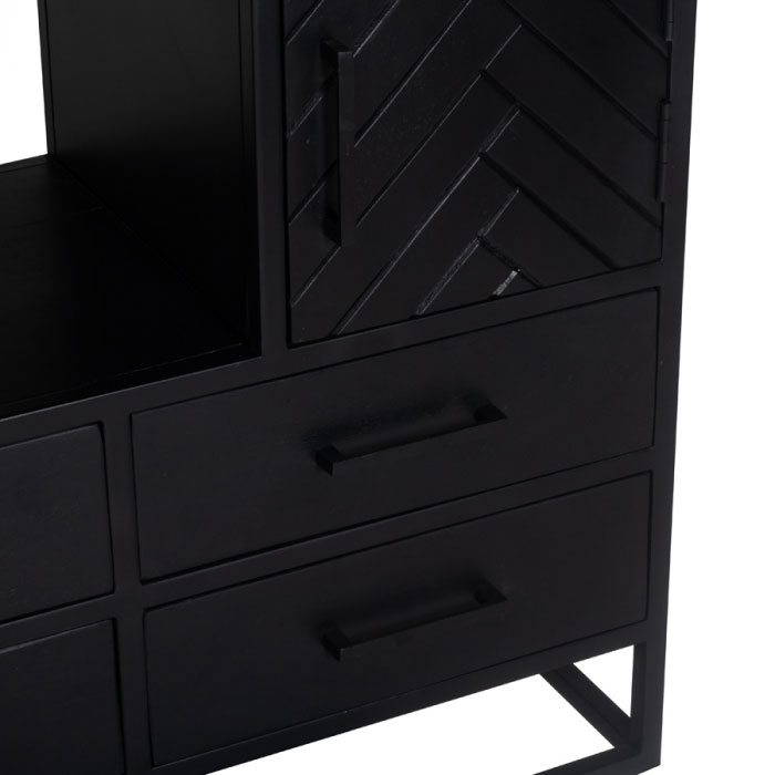 Regal Bücherregal BOB H 200 cm Mangoholz Fischgrät schwarz