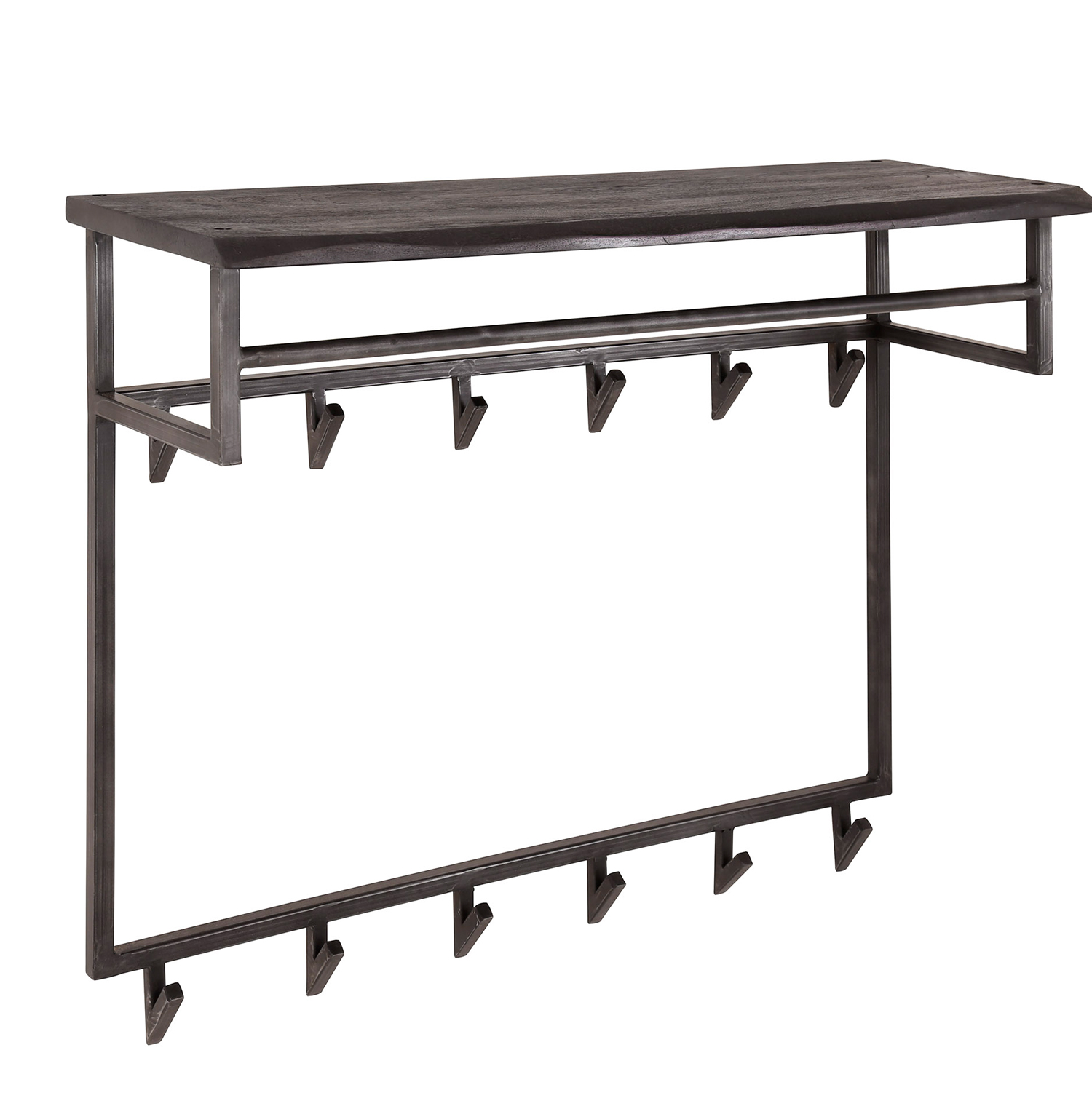 Wandgarderobe B 100 cm 12 Haken Metall Akazie