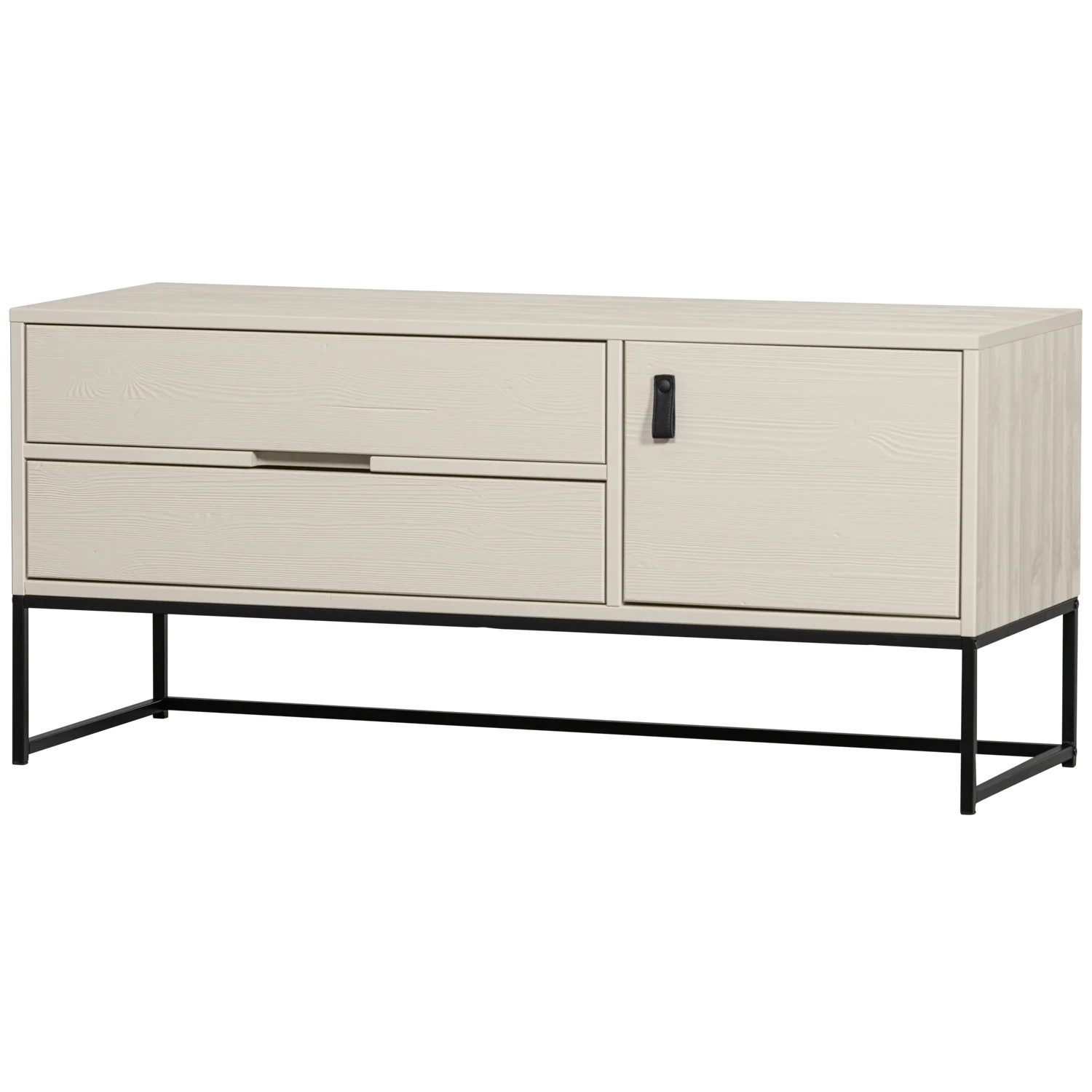 TV Möbel Lowboard SILAS 150 cm Kiefernholz staubgrau Metall