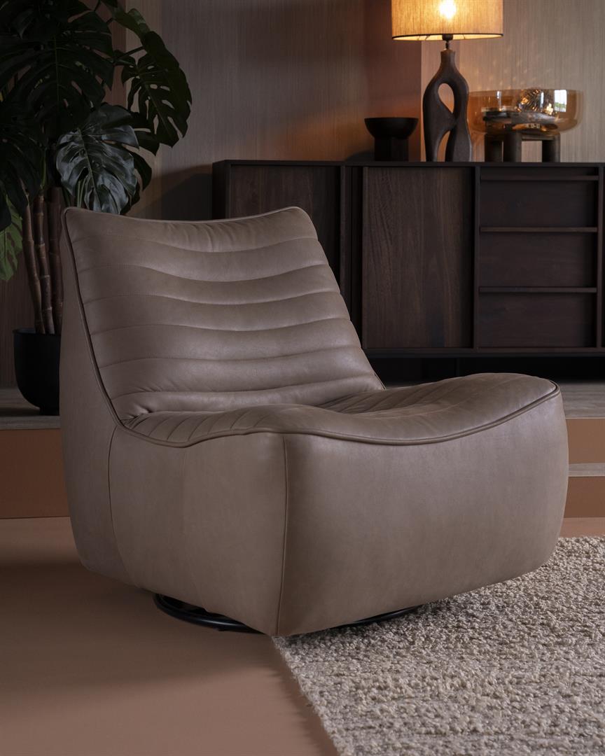 Sessel Relaxsessel COSTAR  Leder taupe Drehsessel