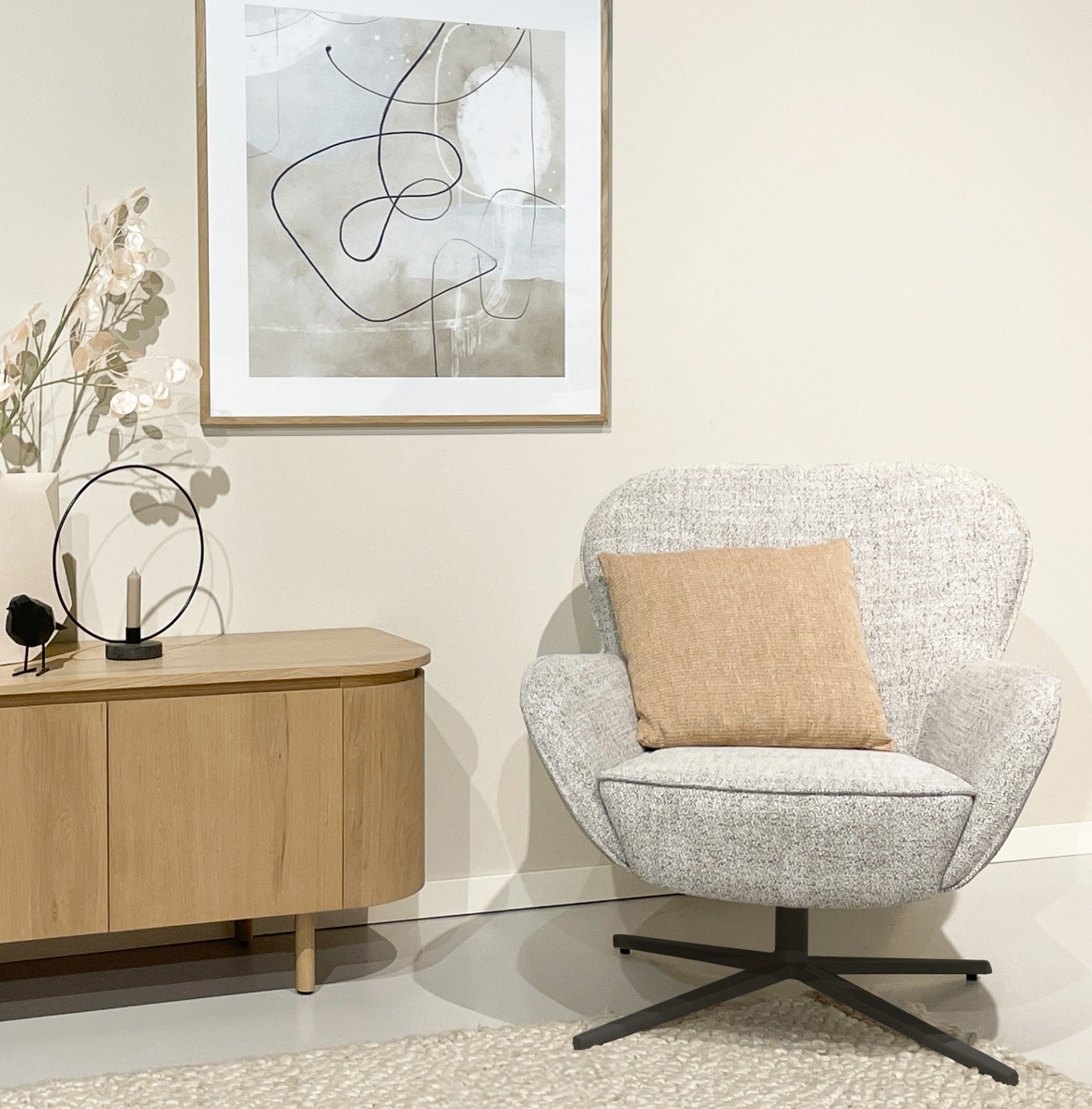 Sessel Sven Drehsessel Stoff beige Relaxsessel Fernsehsessel