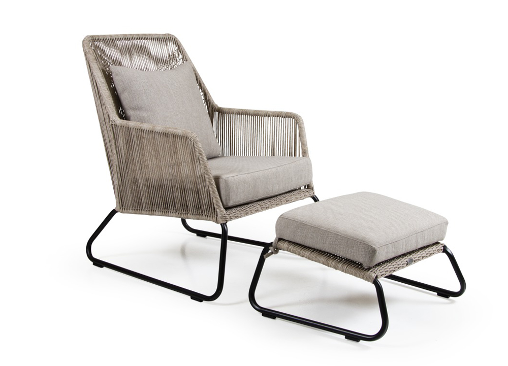 Lounge Gartensessel MIDWAY Kunstrattan beige incl. Sitzkissen