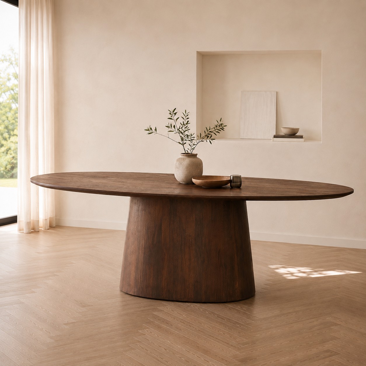 Esstisch ARON 200 x 110 cm dänisch oval Mangoholz braun