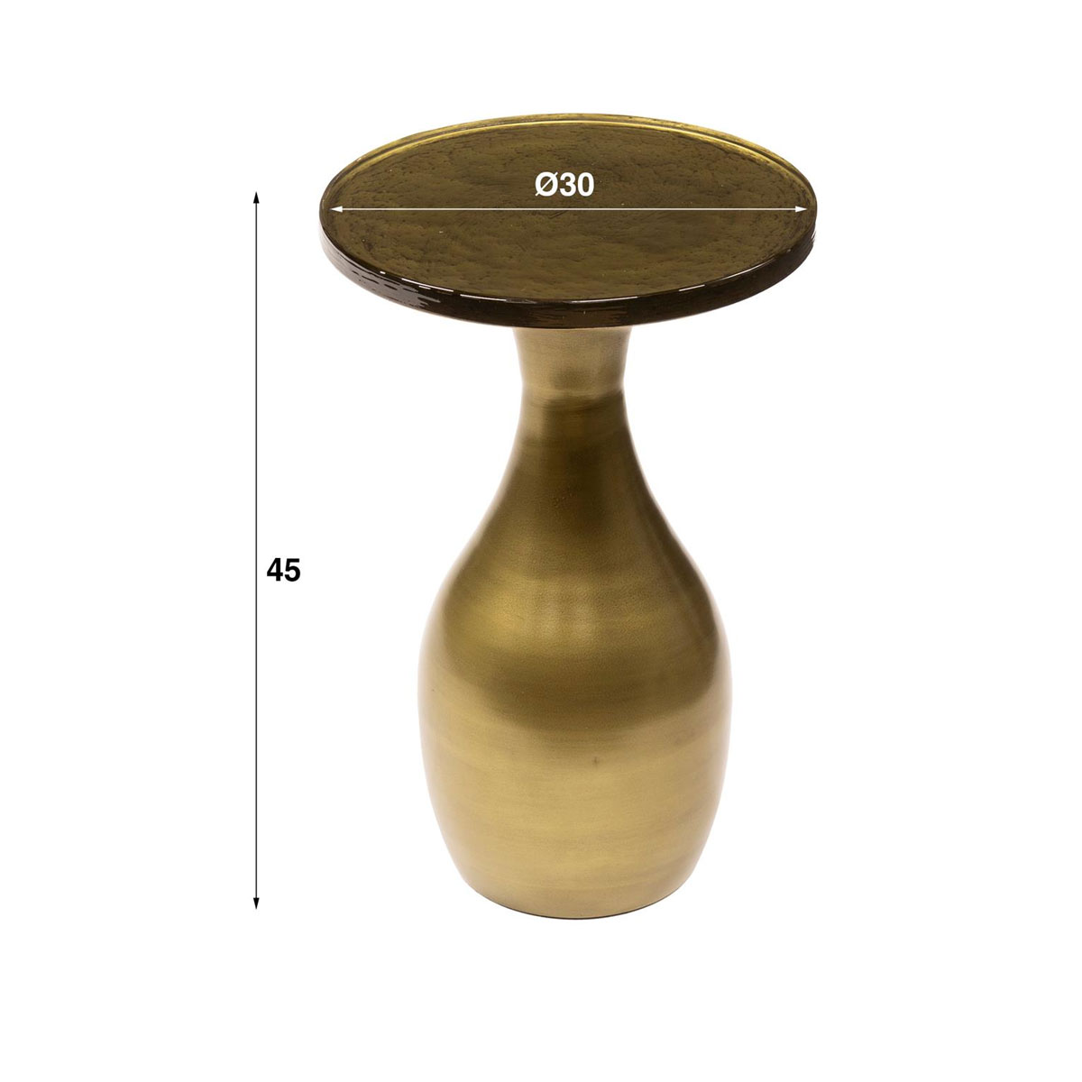 Beistelltisch Drop Ellipse S Metall Glas Gold antik Finish