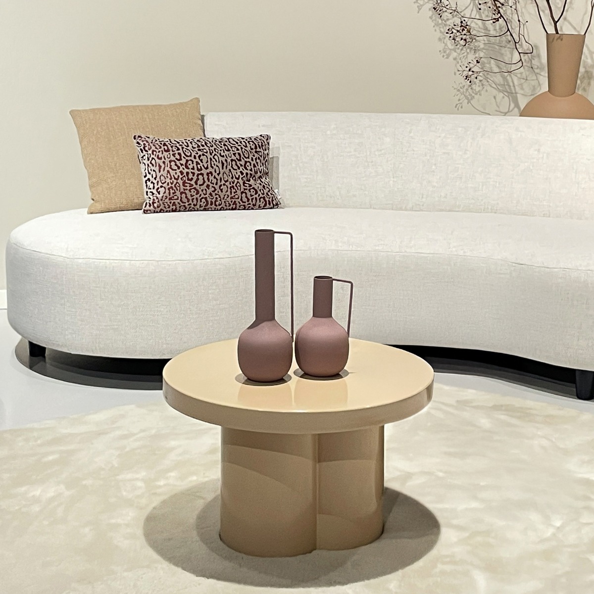 Couchtisch Noa rund Ø 56 cm Metall beige Anstelltisch Sofatisch Beistelltisch 