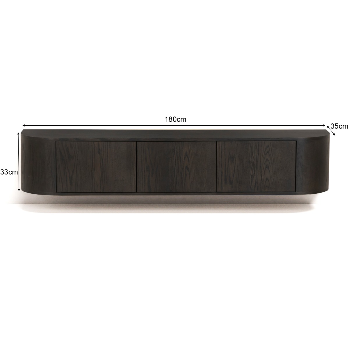 TV Möbel Lowboard Novero 180 cm schwebend Eichenholzfurnier Espresso braun Kommode